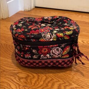 Vera Bradley Retired Anastasia Floral Black Zip Around Cosmetic & Jewlery Case